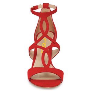 Red Cut out T Strap Heels Open Toe Stiletto Heels